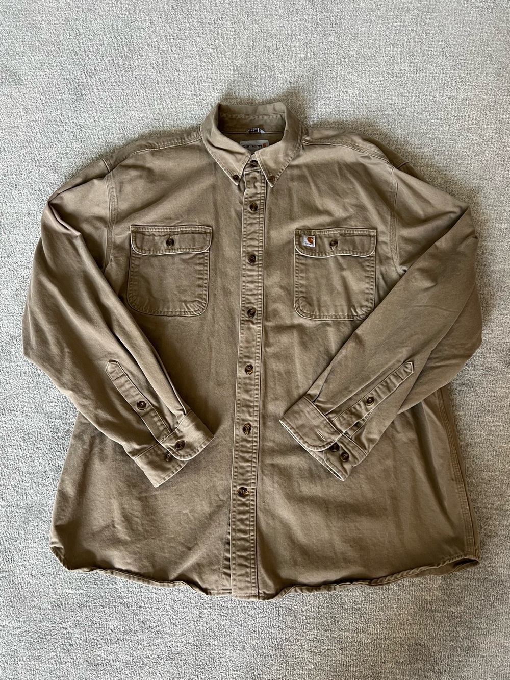Carhartt Tan Heavy Cotton Utility Work Shirt Original Fit Sz. XL